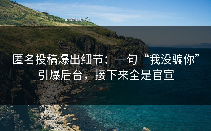 匿名投稿爆出细节：一句“我没骗你”引爆后台，接下来全是官宣