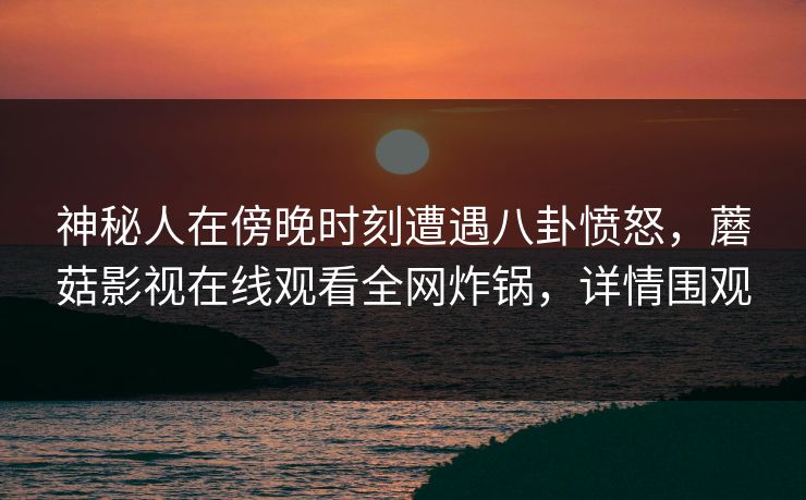神秘人在傍晚时刻遭遇八卦愤怒,蘑菇影视在线观看全网炸锅,详情围观 神秘人在傍晚时刻遭遇八卦愤怒,蘑菇影视在线观看全网炸锅,详情围观