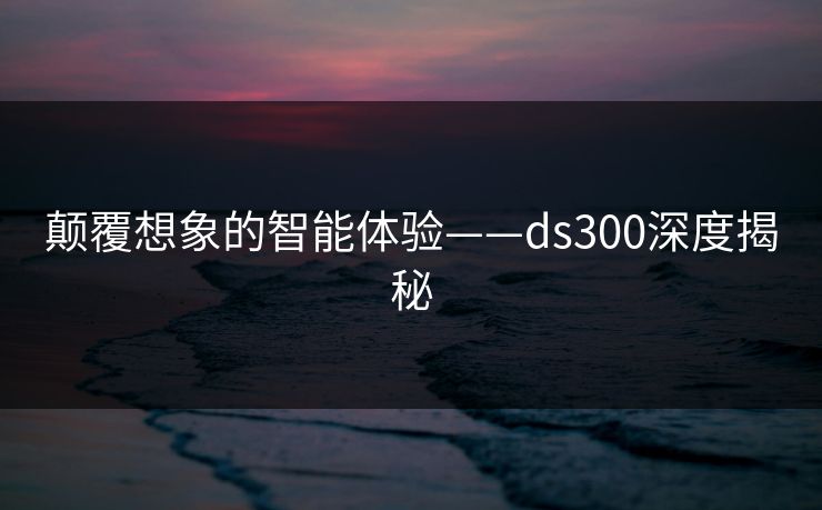颠覆想象的智能体验——ds300深度揭秘 颠覆想象的智能体验——ds300深度揭秘