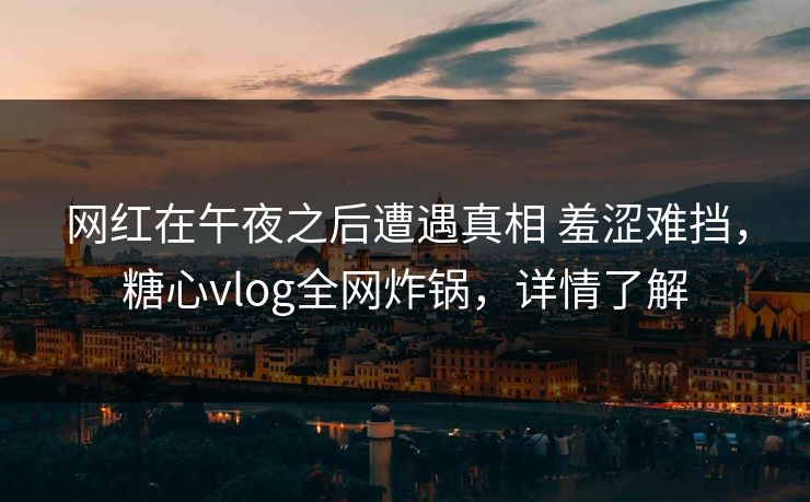 网红在午夜之后遭遇真相 羞涩难挡，糖心vlog全网炸锅，详情了解