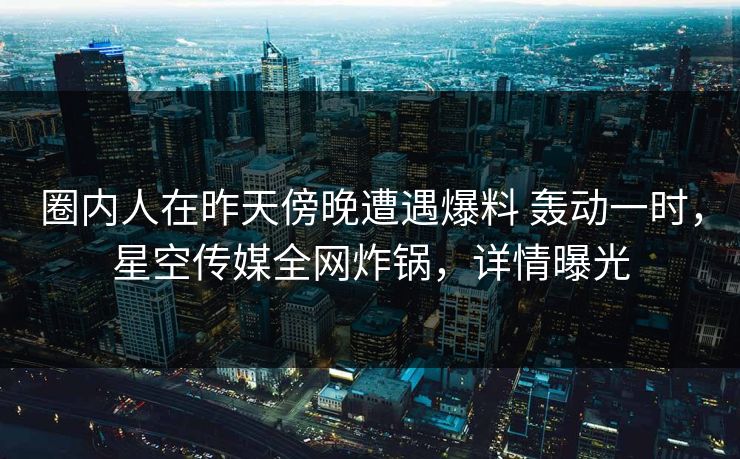 圈内人在昨天傍晚遭遇爆料 轰动一时,星空传媒全网炸锅,详情曝光 圈内人在昨天傍晚遭遇爆料 轰动一时,星空传媒全网炸锅,详情曝光