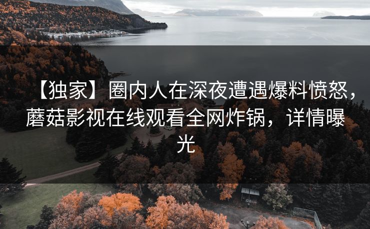 【独家】圈内人在深夜遭遇爆料愤怒，蘑菇影视在线观看全网炸锅，详情曝光